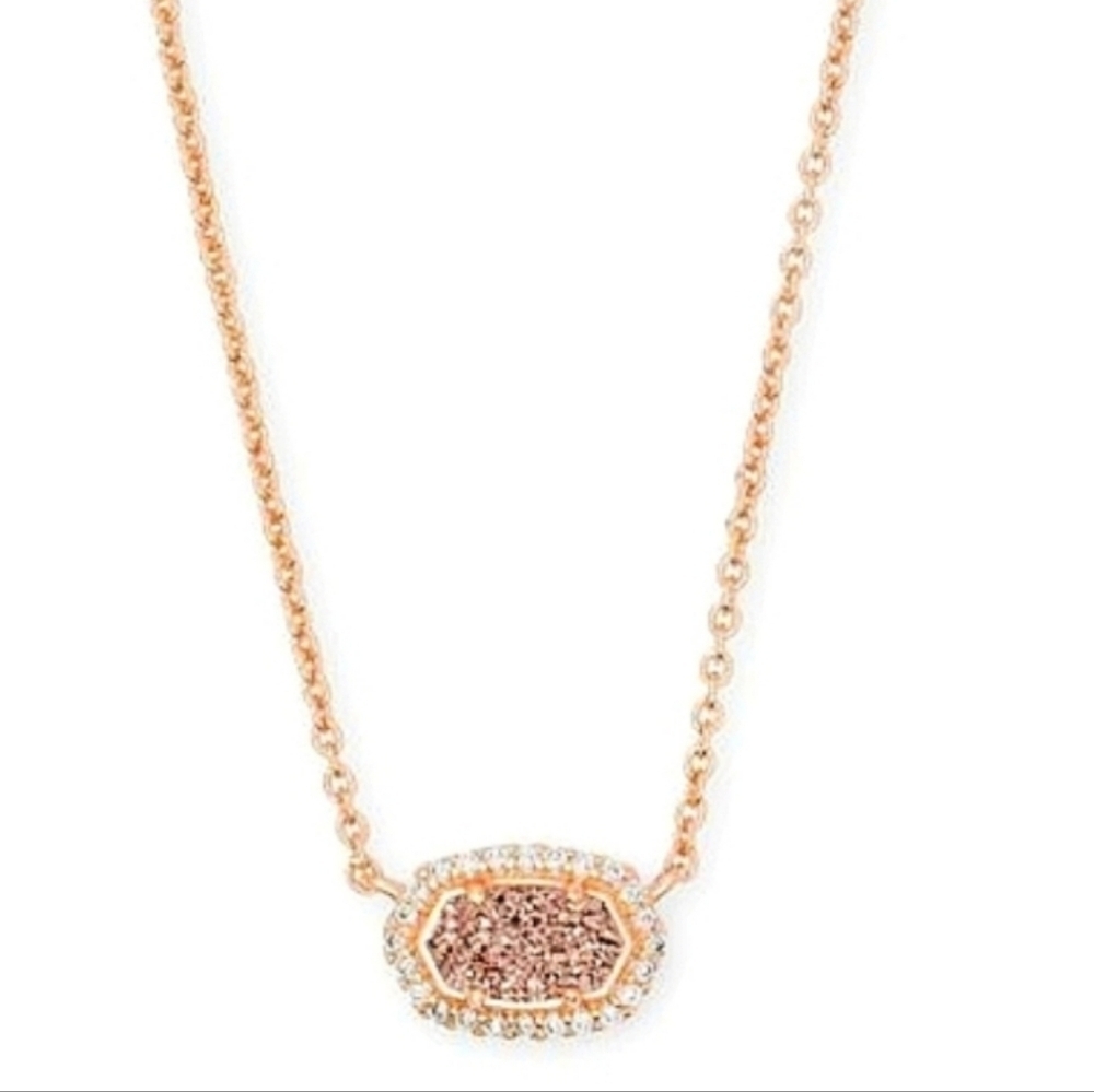 KENDRA SCOTT Chelsea Necklace in Rose Gold Drusy Stone